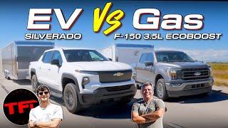 You'll Be SHOCKED How Far a Chevy Silverado EV Can Tow vs a Gas Ford F-150!