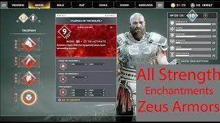 God Of War NG+ - Zeus Armor Best Build (500 Strength) All Strength Enchantments | Insane Damage