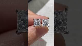 Princess Cut Moissanite Solitaire Stud #usajewelry #usa #jewelry #necklace #earrings #ring #yaathi