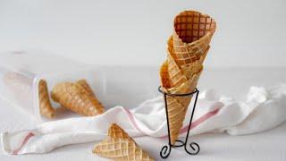 自制香脆冰淇淋华夫甜筒 | Homemade ice cream waffle cones