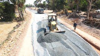 Powerful of Buldozer Skill Processsing Building New Road, Road Construction in Cambodia