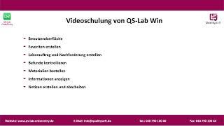 Videoschulung Teil 1 von 9: Einführung QS-Lab Win