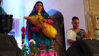 Liana Sharifian on Iranian bagpipe at the Kerman folk music festival.