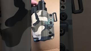 Custom Woodland Print Kydex Holster for a Glock 21SF with Streamlight Laser/light