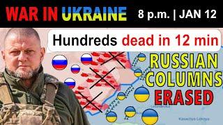 12 Jan: INSANE. Russians Lose 50 TANKS & Armored Vehicles. Fields Filled With Russian Bodies.