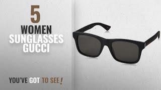 Top 10 Women Sunglasses Gucci [2018]: Gucci GG 0008S 002 Black Plastic Square Sunglasses Grey