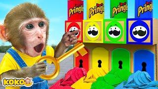 Series Of Pringles Chips: Monkey Koko Challenge With Pringles Vending Machine | KUDO KOKO CHANNEL