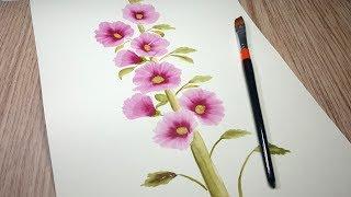 hollyhock simple water color painting 접시꽃 그리기 무슨 그림을 이렇게 대충?... 꽃그림