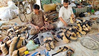 Most Beautiful Sandals Making By hands ||For man tools handmade leather soal sandals Punjabi drivers