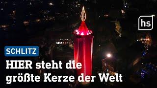 Drohnenaufnahmen der größten Kerze der Welt in Schlitz I hessenschau