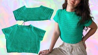 Seamless Top-Down Tee  | The Gemerald Top - free crochet pattern, you can customize the crop! 