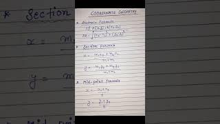 Important Formulas Of Coordinate Geometry Class 10 || Coordinate Geometry Class 10 #shorts #cbse