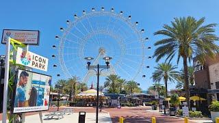 Icon Park Orlando 2024 - The Wheel, Starflyer, Slingshot · Florida Walking Tour 4k