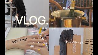 [VLOG] 와인 진탕먹고  유행따라가는 모듈가구 셀프 조립 (네일 브이로그, 홈캠설치, 남자 젤네일, 시술영상, 이달의 아트, 벚꽃구경,)