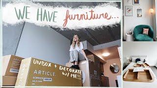 HUGE furniture unboxing, reveal, & decorate w/ me! | Moving Diaries pt.7