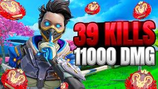 Wraith 39 Kills and 11,000 Damage Gameplay Wins - Apex Legends (No Commentary)