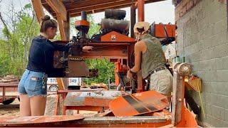 SAWING A BEAM OUT OF OAK!! Beautiful results