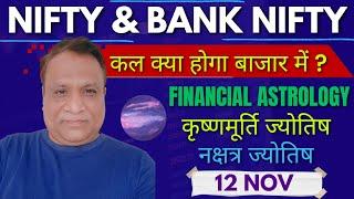 Nifty, Bank Nifty  Prediction by Financial Astrology, technical/data, news for date- 12- Nov- 2024