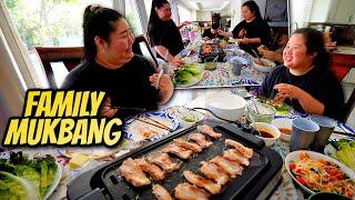 Giant Shrimp + Pork Belly + Butter Steak Spring Rolls with my Family Mukbang 먹방 Eating Show Cooking!