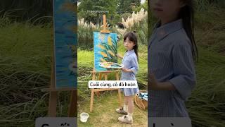 Cô bé vẽ tranh phong cảnh tặng sinh nhật mẹ #shorts