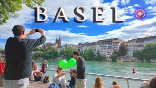 BASEL SWITZERLAND  Stroll around CITY CENTRE & Rhein River 4K / Rathaus & Shopping Street