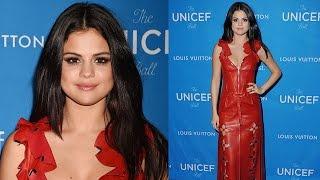 Selena Gomez Stuns in Red Leather Dress at Unicef Gala