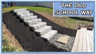 Laying Solid (Grey) Granite Steps By Hand....