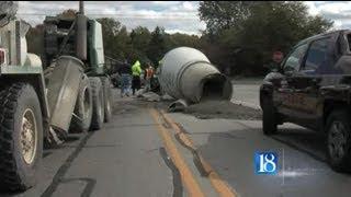 Concrete mixer spills