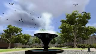 Hungry Birds! - London Park with Water Fountain (Unity Scene made with CityGen3D)