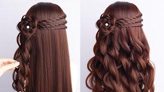 Easy Waterfall Braid Hairstyle For Long Hair | Simple Half Up Half Down Hairstyle Tutorial