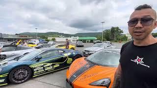 Porsche’s, Lamborghini’s in Wellsville for Ace of Spade Road Rally 2023 pit stop.