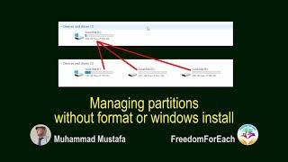 Managing partitions without format or windows install