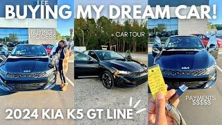 I BOUGHT MY DREAM CAR AT 19! | 2024 KIA K5 GT LINE  car tour + buying process + monthly payments!