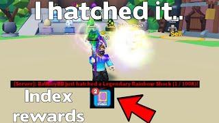 I hatched Rainbow shock (Index rewards) Mining simulator 2 roblox!