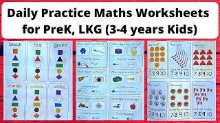 Daily Practice Math Worksheets for 3-4 Years Kids | DIY Activity Sheets for PreK, LKG