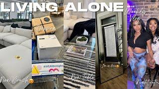 LIVING ALONE WEEKLY VLOG| Apartment shopping + Cloud COUCH +IKEA HAUL + New home decor+MORE