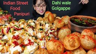 Eating Indian Street Food, Panipuri, Dahi wale golgappe | Big Bites | Asmr Eating | Mukbang