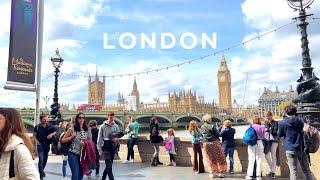 [4K]London Spring Walk, Trafalgar Square to Westminster, London Eye, Fish & Chips Lunch Apr. 2022