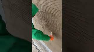 scratch coat applied hawk trowel plastering block concrete wall keyed #oddlysatisfying #cement #sbr