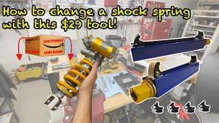 How to change a shock spring with a $29 tool! DIY on Ohlins Race Tech Fox OEM