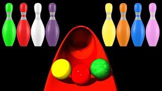 Learn Colors ABC's Fruits With Crazy Bowling Balls - For Toddlers