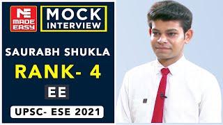 UPSC | ESE-2021| Mock Interview | Saurabh Shukla | AIR-4 | Electrical Engg.| By MADE EASY Experts