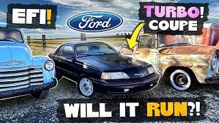 ABANDONED 1988 Ford Thunder Bird Turbo Coupe. Sat 20 years. WILL IT RUN?!