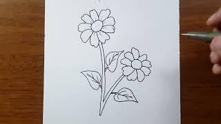 DAISY drawing - easy FLOWER drawing - simple, beautiful, cute, picture, step by step how to draw