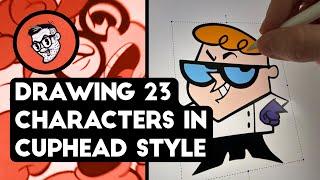 Drawing 23 Classic Cartoon Network characters in the 1930s rubberhose cartoon Cuphead art style