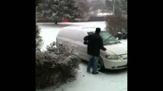 Hamid taking off snow
