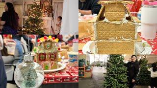 Getting our Christmas Tree & having a ginger bread house competition at work 