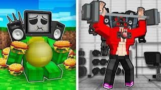 FAT MIKEY TV MAN and STRONG JJ SPEAKER MAN Survival Battle in Minecraft - Maizen