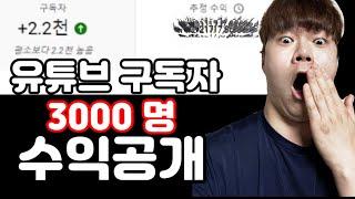 단기간 떡상 유튜브 구독자 3000명 수익공개