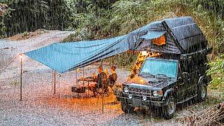 Heavy Rain Camping | Relaxing with the sound of rain under the tarp | New iKamper Tarp